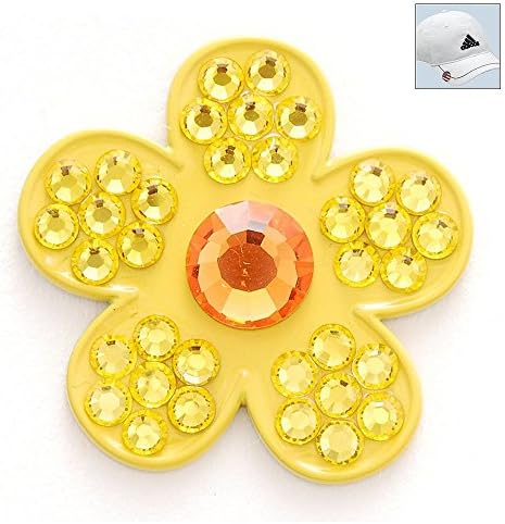 Bonjoc Crystal Golf Ball Marker & Hat Clip - Daffodil (Yellow/Orange Flower)