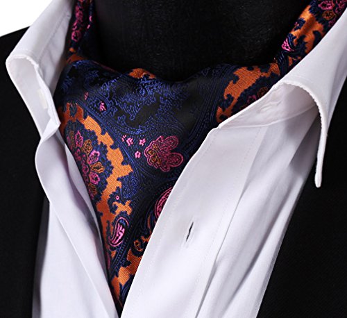 SetSense Men's Floral Paisley Jacquard Woven Self Cravat Tie Ascot
