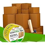 UBOXES, LLC Smart Moving Boxes Kit & Packing Supplies with Tape, 14 Pack (BIGGERBOXK01)