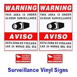 VideoSecu 2 large (11.5x8.3)& 2 small (3x2) security warning signs/stickers/Decals for CCTV video surveillance camera 1RN