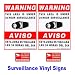 2 Pack Surveillance Warning Vinyl Signs Security Stickers Large Size 11.5