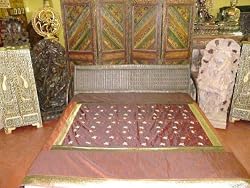Russet Embroidered Silk Bedding Bedspread Coverlet Sofa Throw King 90x108