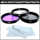 Buy 58mm Multi-Coated 3 Piece Filter Kit (UV-CPL-FLD) For The Canon Digital EOS Rebel... by Butterfly