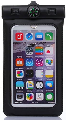 WIWIN®Waterproof Bag Case Pouch Armband with Compass and IPX8 Certified for iPhone 6 6S Plus Sumsung Galaxy S6 S6 Edge Plus Note 5 and other Similar Size Cellphone Black