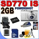 Canon Powershot SD770 IS (2601B001) 10.0MP 3x Optical Zoom Digital Camera (Silver) BigVALUEInc Accessory Saver 2GB NB6L Battery Bundle + MORE