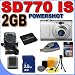 Canon Powershot SD770 IS 10.0MP 3x Optical Zoom Silver Digital Camera SD770IS 2601B001 PLUS 2GB SD Secure Digital Memory Card BigVALUEInc Accessory Saver Bundle + MORE