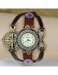 KANO BAK(TM) Fashion Weave Wrap Around Leather Retro Bracelet Woman Girl Man Rudder Sailor Wrist Gift Watch