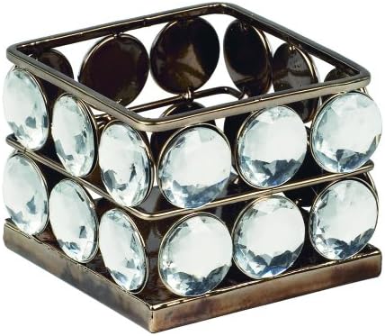 Tripar International 4-Inch Metal Candle Holder with Beads, Square