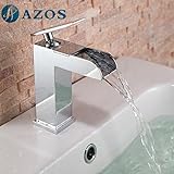 AZOS 浴室設備 洗面器の蛇口 黄銅製 銀色 単穴 台付 冷熱混合水栓 MPXL010C-1