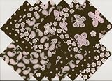 40 4" Retro Brown and Pink Pre-Cut Fabric Quilting Squares
