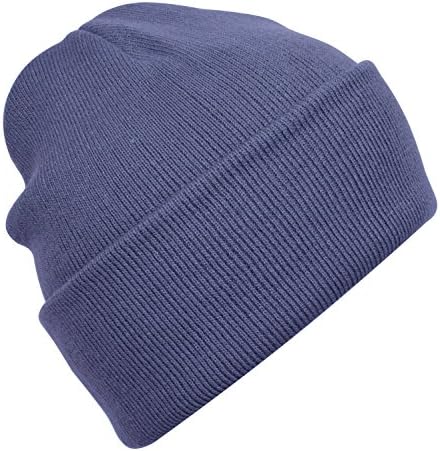 DIDKU Long Beanie Winter Hat Mens Knitted Cap for Men Solid Color Beanie Grey