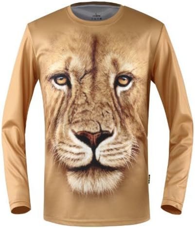 T Shirt Men Long Sleeve Personalized Concept of 3 D Animal Printed 2014 New Fashion Quick Drying Clothing (L)