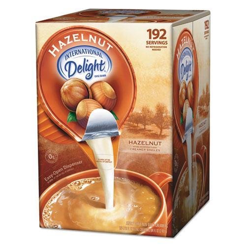 International Delight 827965 Flavored Liquid Non-Dairy Coffee Creamer, Hazelnut, .44 oz Cups, 192 Cups/Carton