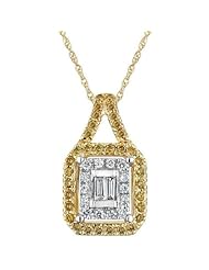 Diamond and Natural Yellow Diamond Pendant 1/3ctw