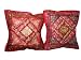 2 Radical Red Beaded Cushion Vintage Sari Pillow Covers 16x16 Inch