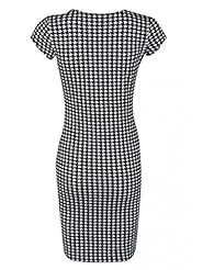 Elastane/Polyester Houndstooth Print Bodycon Dress/Party Dress/Mini Dress 