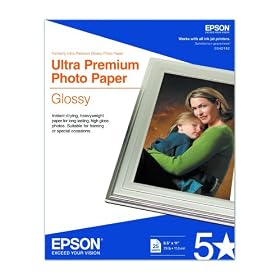 Epson Ultra Premium Photo Paper Glossy, Letter, 8.5 x 11, 25 Sheets (S042182)