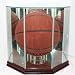 Glass Basketball Display Case with Cherry Wood Molding