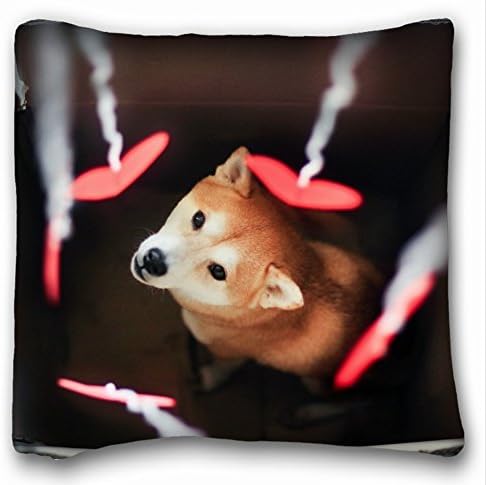Custom Animals Dog Box Hearts 18"*18" Two Side Pillow Case