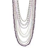 Long Multi Strand Beaded Necklace - Purple