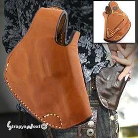 【クリックでお店のこの商品のページへ】【シルエットがかっこいい!ヒップホルスター風】本牛革携帯ケース(茶)404M36-BR