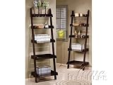 Wales Compact Espresso Finish Leaning Ladder Wall Shelf