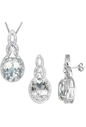 Vir Jewels 8.55 CT Green Amethyst Earrings and Pendant Set in Sterling Silver