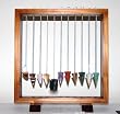 Set of 11 Pendulums in a Wood Frame Display - Rough Citrine, Zebra Stone, Rose Quartz, Citrine, Rough Black Tourmaline, Amethyst, Red Jasper, Natural Agate, Emerald, Crystal Quartz, Green Aventurine