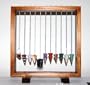 Set of 11 Pendulums in a Wood Frame Display - Rough Citrine, Zebra Stone, Rose Quartz, Citrine, Rough Black Tourmaline, Amethyst, Red Jasper, Natural Agate, Emerald, Crystal Quartz, Green Aventurine