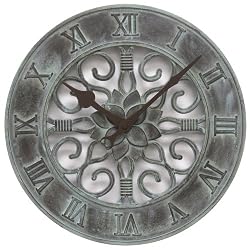 Chaney Instruments Acu-Rite 46039 14-inch Indoor-Outdoor Cast Aluminum Wall Clock, Verdi