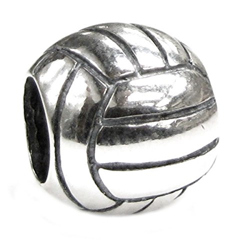 Queenberry Sterling Silver Volleyball European Bead Charm