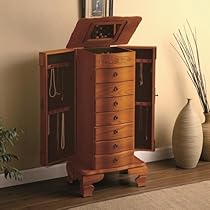 Hot Sale Deluxe jewelry armoire in light oak finish wood