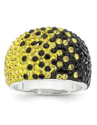 Sterling Silver Swarovski Elements Pittsburgh Spirit Domed Ring