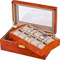 Auer Accessories Leda 110BB Watch Box For 10 Watches Blond Burlwood