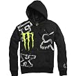 Fox Racing Monster Ricky Carmichael Replica Downfall Sasquatch Men's Front Fleece Hoody Zip Racewear Sweatshirt w/ Free B&F Heart Sticker Bundle - Black
