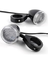 Automotive Parts and Accessories: 18 Amber LED Black Turn Signal Light Side Marker 41mm Clamp Fork Mount For BMW Ducati Aprilia Norton - Turn Signal Light