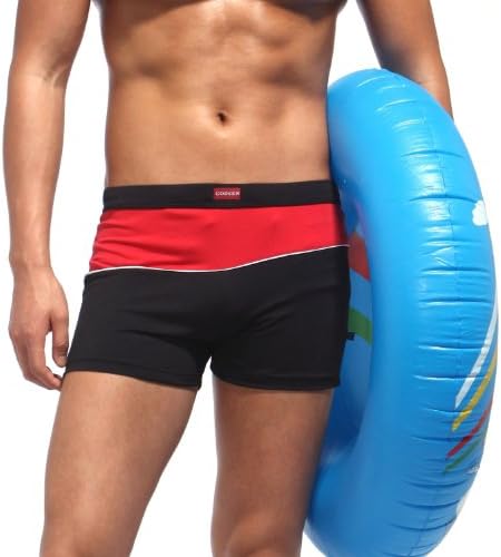 Godsen Men's Swimming trunks Boxer Brief,Black