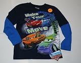Disney-Pixar Cars Boy’s Long Sleeve-Glow-in-the-Dark Shirt – Size: 7 Navy/Royal