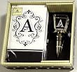 Gift Set of 30 Monogram Paper Guest Towels and 1 Monogram Glass Winestopper - A