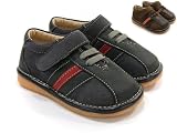 Boy Squeaky Shoes, Black/Brown, Sporty, Running, Tennis, Stripes, Removable Squeaker (Toddler/kid/children)