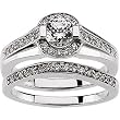 Platinum Diamond Wedding Set - 0.91 Ct.