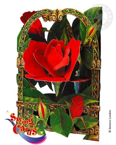 Santoro Interactive 3-D Swing Card, Rose Greeting Card