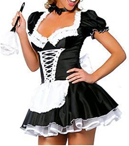 DoubleSexy Women's Cosplay Lingerie French Apron Maid Fancy Dress Costume