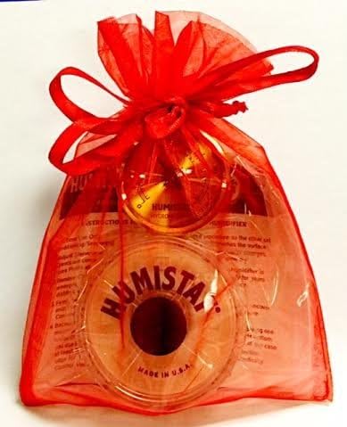 Only Adjustable Humidifier &amp; Hygrometer for Musical Instruments (Black / Gold) By Humistat USA Incl Gift Bag (Red)