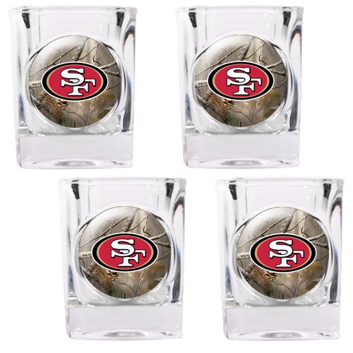 San Francisco 49ers NFL Open Field 4pc Square Shot Glass Set (Crimson)
