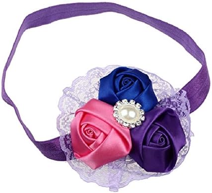 FEITONG(TM) Baby Girls Elastic Hair Band Rose Pearl Diamond Lace Headband