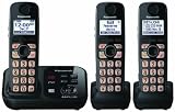 Panasonic KX-TG4733B DECT 6.0 Cordless Phone with Answering System, Black, 3 Handsets