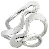 Sterling Silver Hand Made Freeform Wire Wrap Ring, 1 3/16 (30mm) wide, size 6