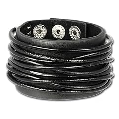 SilberDream Lederarmband schwarz mit Lederverzierungen f�r Herren oder Damen Leder Armband Echtleder LAP010S