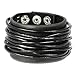 SilberDream Lederarmband schwarz mit Lederverzierungen f�r Herren oder Damen Leder Armband Echtleder LAP010S